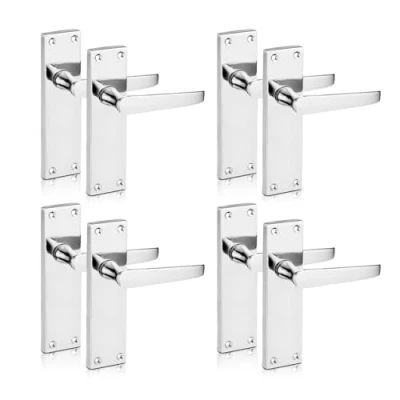 Image of XFORT Polished Chrome Lever Latch Door Handle Victorian Scroll Sets Internal Handles, 4 Pairs
