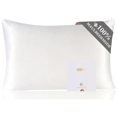Image of ZIMASILK 100% Mulberry Silk Pillowcase for Hair and Skin,Both Sides 19 Momme Silk, 1pc (40x80 cm, White)