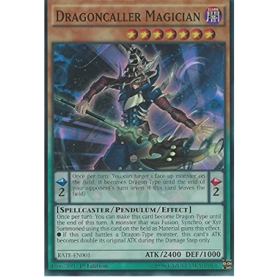 Image of YuGiOh RATE EN001 1st Ed Dragoncaller Magician Super Rare Card ( Yu Gi Oh! Single )