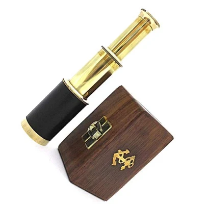 Image of Handmade Brass 6&#039;&#039; Telescope Pocket with Rose Wood Box