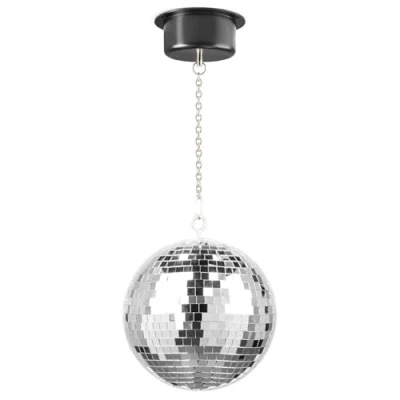 Image of beamz MB20M Silver Mirror Ball with Motor, Lightweight Glass Hanging 8&quot; 20cm Wedding DJ Prom Disco Dance Party Glitter
