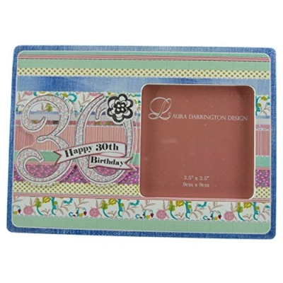 Image of Laura Darrington Patchwork Collection 19cm Wooden Picture Frame Happy 30th Birthday, 4&quot; x 6&quot; Photo
