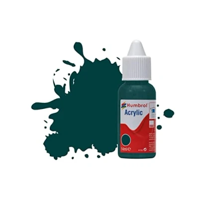 Image of Humbrol Model Paint DB0239 No 239 Racing Green Gloss (14ml), Acrylic Paints for Models, Plastic, Metal, Wood, Glass, Ceramics and More, Touch Up Hobby Bottle Craft Kits