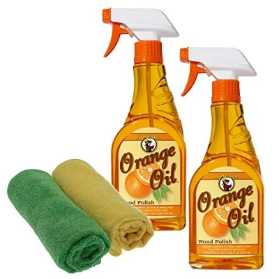 Image of Howard Orange Oil Furniture Spray Polish ORS016 473ml x 2 and Microfibre Cloths
