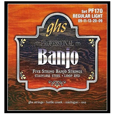 Image of GHS BANJO Stainless Steel String Set 5 PF170 Regular Light