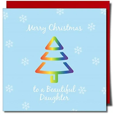 Image of Merry Christmas Daughter greeting Card Lesbian Gay LGBT 150mm x Premium