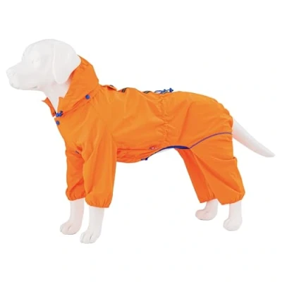 Image of HUGO &amp; HUDSON Dog Reflective Jacket Hooded Overalls Outdoor Winter Windproof Coat, Neon Orange, XS25
