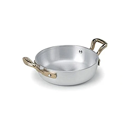 Image of Pentole Agnelli 1932 Collection Line Omelette Pan with 2 Little Handles, Diameter 10 Cm, Aluminium, Silver, x 3 cm
