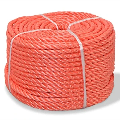 Image of vidaXL Robust Twisted Polypropylene Rope 10 mm in Diameter and 100 m Long, Orange, Weatherproof, Floating, Durable, Used for Gardening, Workshop, General House Use.