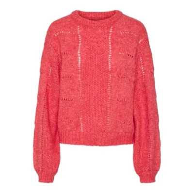 Image of PIECES Women&#039;s Pcdeline Ls O Neck Knit Mm Pullover Sweater, Lollipop, XS