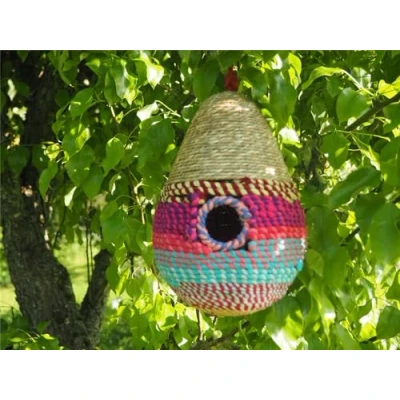 Image of Munja And Reclaimed Sari Fabric Bird Nester