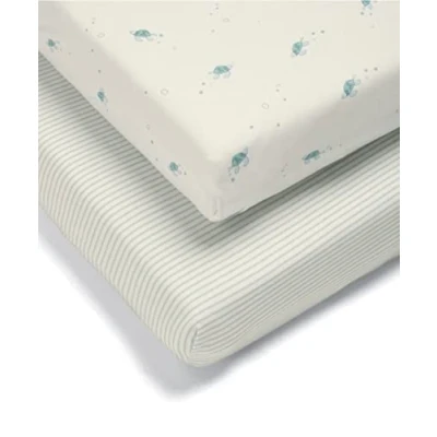 Image of Mamas &amp; Papas 2 Pack Cot/Bed Fitted Sheets, Turtle