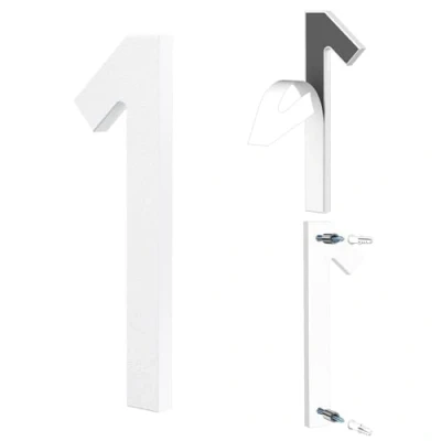 Image of Yafimea 6 Inch White House Numbers, Large Self Adhesive or Screw On Numbers with 3D Floating Shadow Effect, Fit for Outdoor Gate Fence Wall (5)