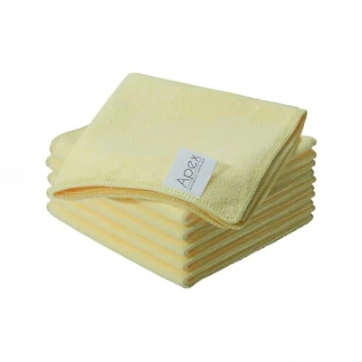 Image of Apex Business Supplies Microfibre Cloth Pack of 5 Mint Yellow 32 X Cm Reusable cleaning cloths, Kitchen Streak free &amp; lint cloth, Super Absorbent Cloths