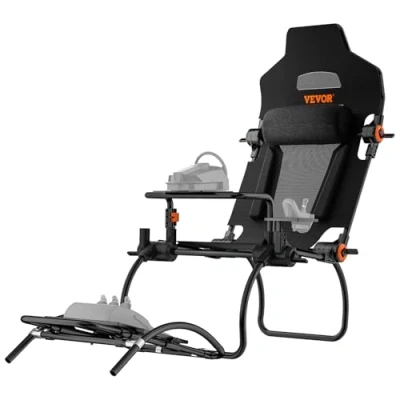 Image of VEVOR Racing Wheel Stand Foldable For Logitech G923/G920/G29, Steering &amp; Foot Pedal Angle Adjustable,Portable Steel Driving Simulator Cockpit Thrustmaster T248P, GT/Formula Mode Large Size