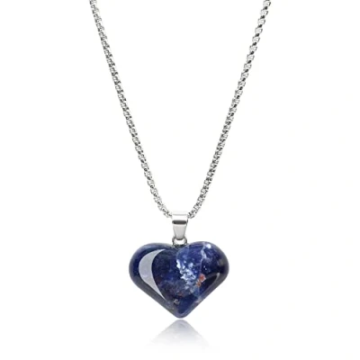 Image of COAI Stainless Steel Womens Love Heart Sodalite Stone Pendant Necklace