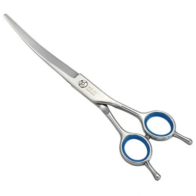 Image of Filhome Dog Grooming Scissors, Stainless Steel Pet Cat Shears Cutting Trimming Scissors Curved for Dogs Cats
