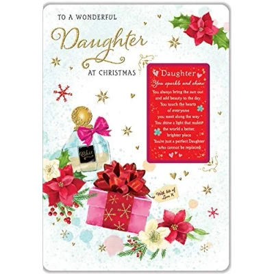 Image of Piccadilly Greetings Regal Publishing C85263 Sentiment Christmas Card Daughter,brownredbeigewhitepeach 9 x 6 inches
