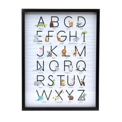 Image of Carousel Home Baby Alphabet A Z Animal Print Frame Learning Framed Childrens Nursery Decor Letter Wall Art Picture