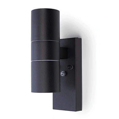 Image of HiSPEC Coral Home Lighting Interior Up &amp; Down Wall Light with Photocell Sensor (Black)