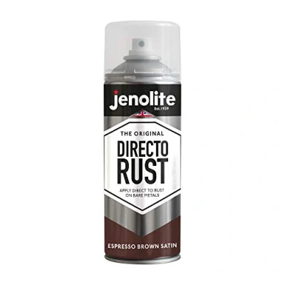 Image of JENOLITE Directorust Spray Paint Satin Finish ESPRESSO BROWN 400ml Direct To Rust for Metal All In One Multi Surface Metal, Wood, Plastic, Ceramic RAL 8017