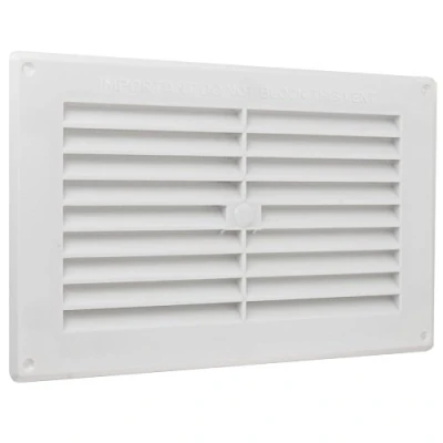 Image of White Double Brick 9&quot;x 6&quot; Louvre Air Vent Cover Insect Mesh