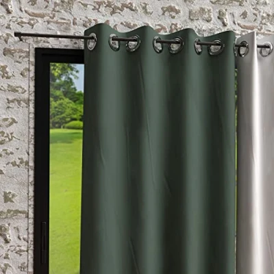 Image of Soleil d&#039;ocre Polyester Green Curtains and 140 x 250 cm