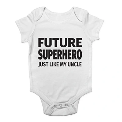 Image of Shopagift Future Superhero Just Like My Uncle Cute Boys and Girls Baby Vest Bodysuit