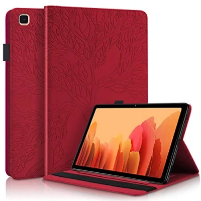 Image of Succtop Case for Galaxy Tab A7 10.4&quot; 2020, Folio Flip PU Leather Cover Pen Holder Standing Wallet Protective Tablet Samsung T500/T505/T507, Red