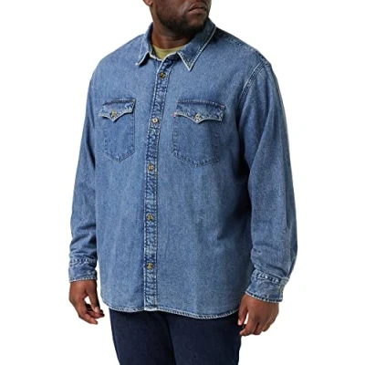 Image of Levi&#039;s Men&#039;s Relaxed Fit Western Shirt Indigo Stonewash (Blue) S