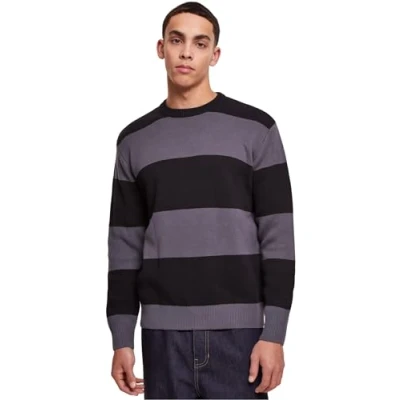 Image of Urban Classics Heavy Striped Jumper, Men&#039;s, Size: XL, Black darkshadow