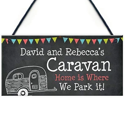Image of RED OCEAN Shabby Chic Personalised Caravan Sign Home Decor Gift Accessories Keepsake