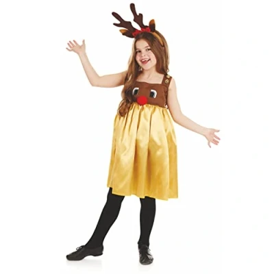 Image of Fun Shack Girls Reindeer Costume Kids Deer Animal Nativity Christmas Dress For Small