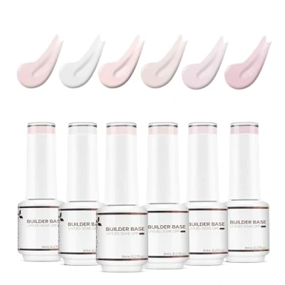 Image of Nicedeco 8 in 1 Builder Base Strengthening Gel, 6x8ml UV/LED Clear Building Nail Gel a Bottle for Hard Strong Nails Tips &amp; Extensions, Polish Repair Strengthen KIT7