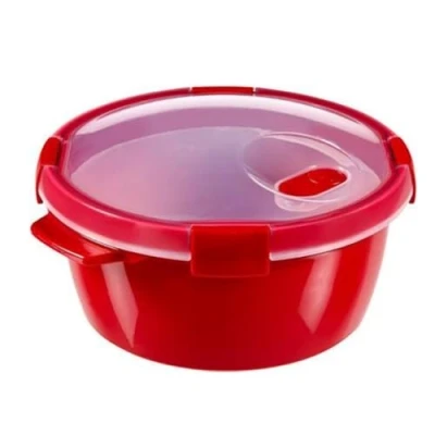 Image of Keter Round Food Box with Cutlery Smart Eco Line 100% Recycled and Recyclable Airtight, Ergonomic Durable Preserves the Freshness of Your Red