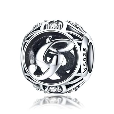 Image of LaMenars Letter Dangle Bead Charms Initial Alphabet A Z 925 Sterling Silver Zirconia fits European Charm Bracelets &amp; Necklaces