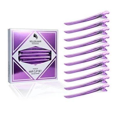 Image of Vellen Super Sectioning Clips Professional Hairdresser Hair Salon Grip Clamps Hairdressing Styling Tool Hairclips 10 Pack Purple