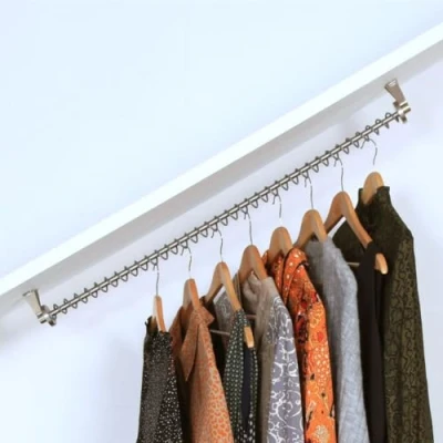 Image of Zebedee Hanging Rail The Any Angle Clothes Rail. Ceiling For Sloping Ceilings, Loft Wardrobe, Attic Storage and Understairs Spiral Coat Rack (500 mm)