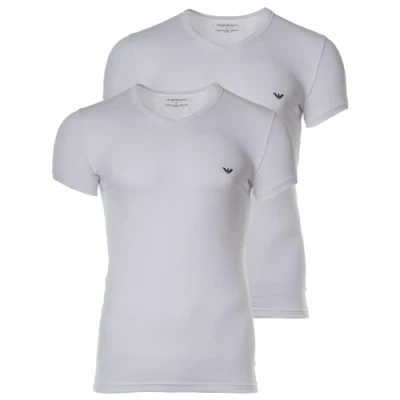 Image of Emporio Armani Underwear Men&#039;s 2 Pack T Shirt V Neck, White/White, L