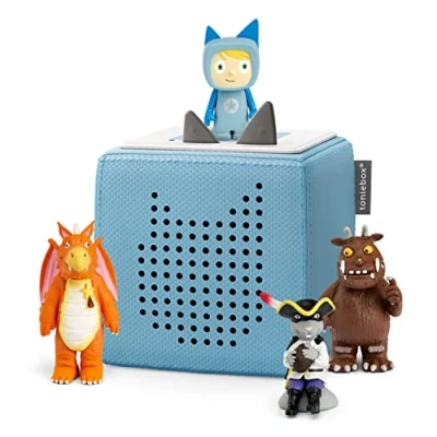 Image of tonies Toniebox Julia Donaldson Bundle Incl. 1 Creative and 3 Characters, The Gruffalo, Zog, Highway Rat, Kids Presents, Screen Free Audiobooks/Kids Music Player, Early Learning Toys, Light Blue