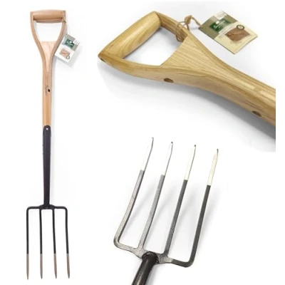 Image of Greenman Digging Fork Half Brite Carbon Steel Heavy Duty Ash Handled 102cm (42&quot;)
