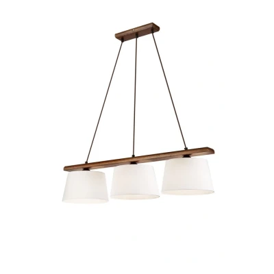 Image of Aida Bar Pendant Ceiling Light With Fabric Shade Walnut Oak, 3x E27