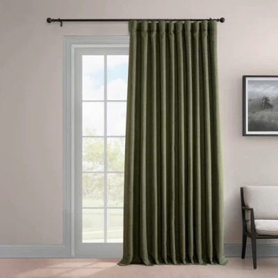 Image of HPD Half Price Drapes Faux Linen Extra Wide Room Darkening Curtains for Bedroom 96 Inches Long (1 Panel), 100W x 96L Living Home Decor, Khaki Green