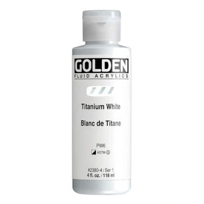 Image of 4 Oz Fluid Acrylic Color Paint Color: Titanium White by Golden Artist Colors