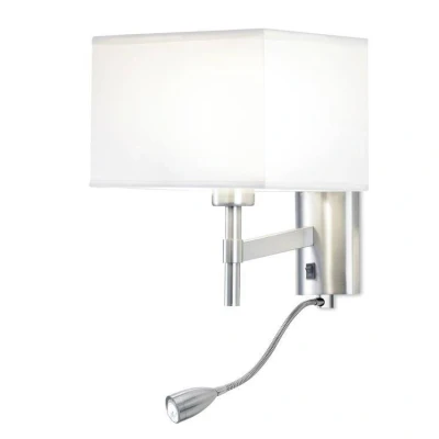 Image of Bristol LED 2 Light Indoor Wall Satin Nickel with Reading Lamp, E27