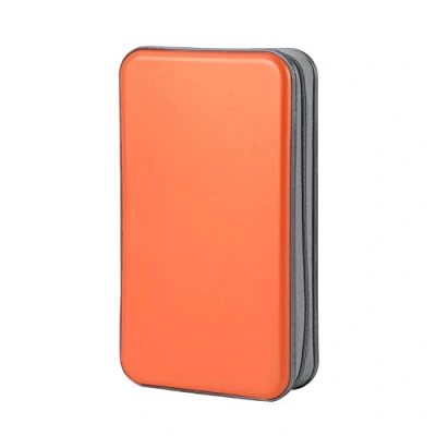 Image of alavisxf xx CD Case Hard, 96 Capacity Plastic Portable Travel Protective Zipper DVD Holder Disc Car Storage Wallet Bag (96 Capacity, Orange)