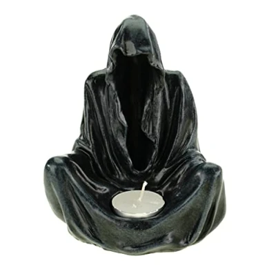 Image of Joh.Vogler GmbH Tea Light Holder, Grim Reaper 839 9244, Black, Polyresin, 14x13x16 cm