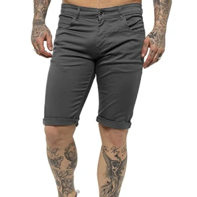 Image of BRAND KRUZE Mens Slim Fit Stretch Casual Cotton Chino Shorts Summer Smart Work Half Pants KZS104 Grey 38