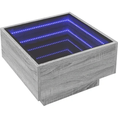 Image of vidaXL Coffee Table with LED Grey Sonoma 50x50x30 cm Engineered Wood