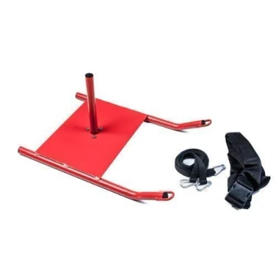 Image of Agility Strength Training Fitness Speed Sled With Padded Shoulder Harness, Red, One Size